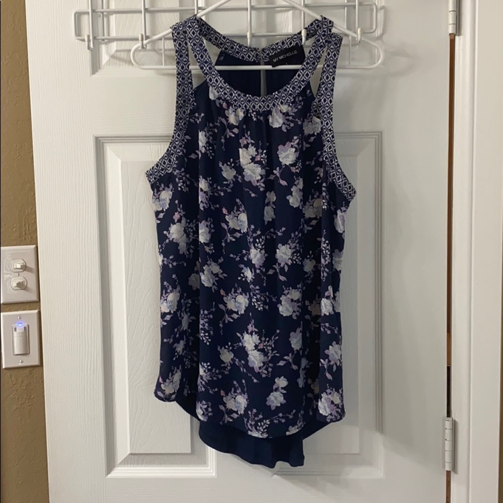 Blue floral blouse